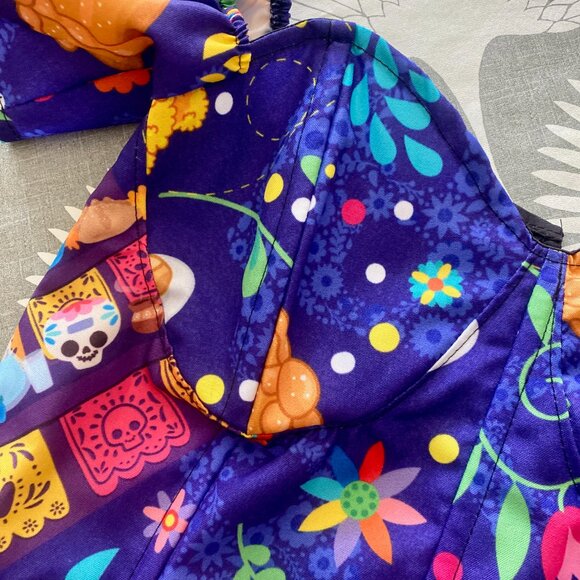 Day of the dead corset top with boning and lace up back - Picture 7 of 8